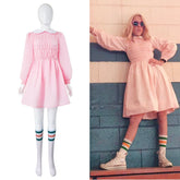 Iconic Eleven Pink Dress Costume from Stranger Things Show - Coscosmos